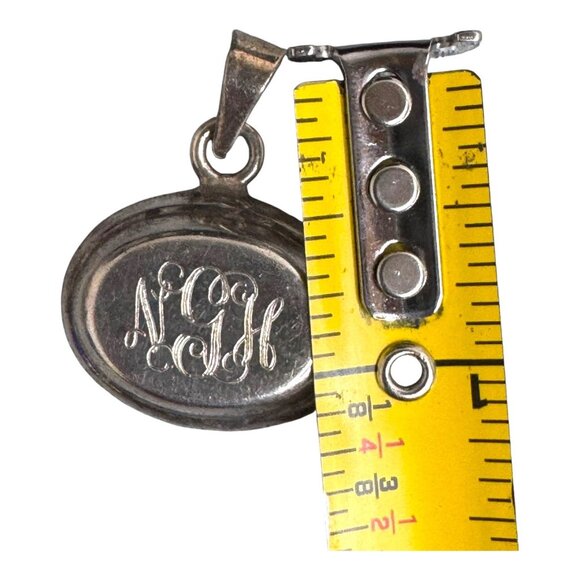 Sterling Silver 925 Oval Pendant Necklace Charm Monogram NGH Mexico 9.19g - Picture 4 of 5